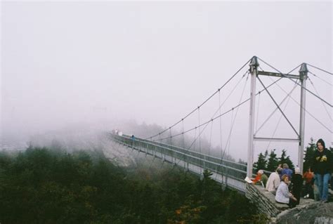Photo of Grandfather Mountain bridge in the fog